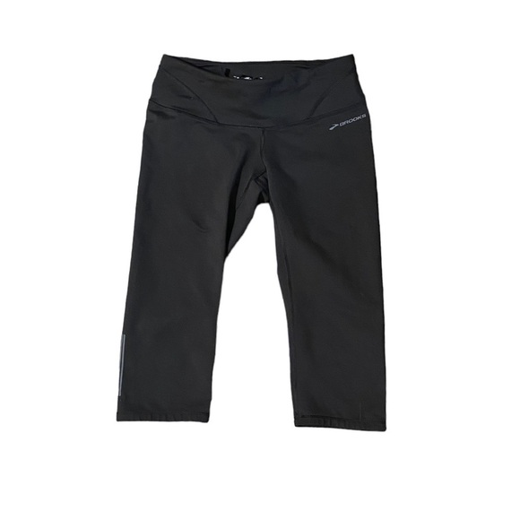 Brooks Capri Tights Women's Black Size Small Running Yoga Waistband Pocket Capri - Picture 1 of 9